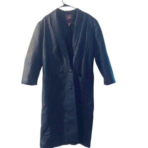Women's Double Breasted Black Leather Maxi Coat